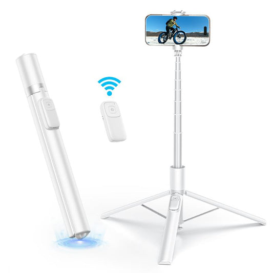 KOLOOBO 69" Automatic Phone Tripod with Magnetic Rechargable Remote , 360° Rotatable Lightweight Portable Tripod, Suitable for 4-7-Inch Iphone/Android/ Photo and Video Kits/Travel，Black and White