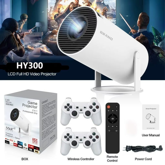 HY300 Gaming Projector - 8000 Lumens, 4K Ultra HD, 1080P, HDMI, WiFi, Android 11, Over 20,000 Games